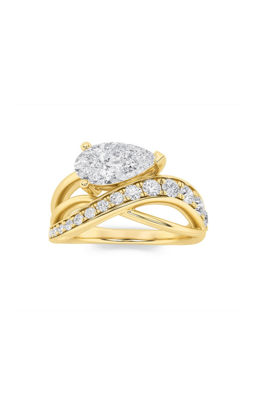 2CTW Pear Shaped Lab Grown Diamond (G/VS) Ring in 14K Gold