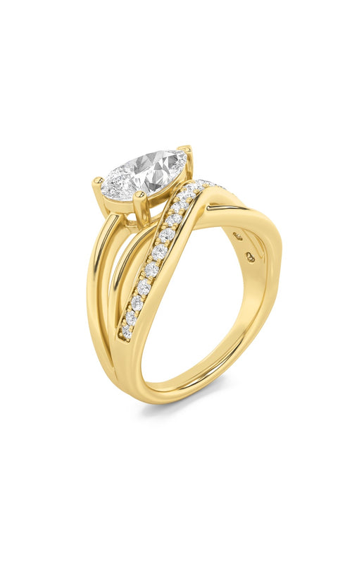 2CTW Pear Shaped Lab Grown Diamond (G/VS) Ring in 14K Gold
