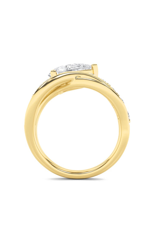 2CTW Pear Shaped Lab Grown Diamond (G/VS) Ring in 14K Gold