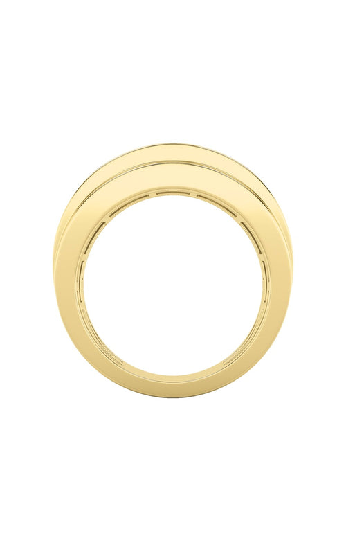 3CTW Princess Shaped Lab Grown Diamond (F/VS) Three Stone Channel Set Mens Ring in 14K Gold