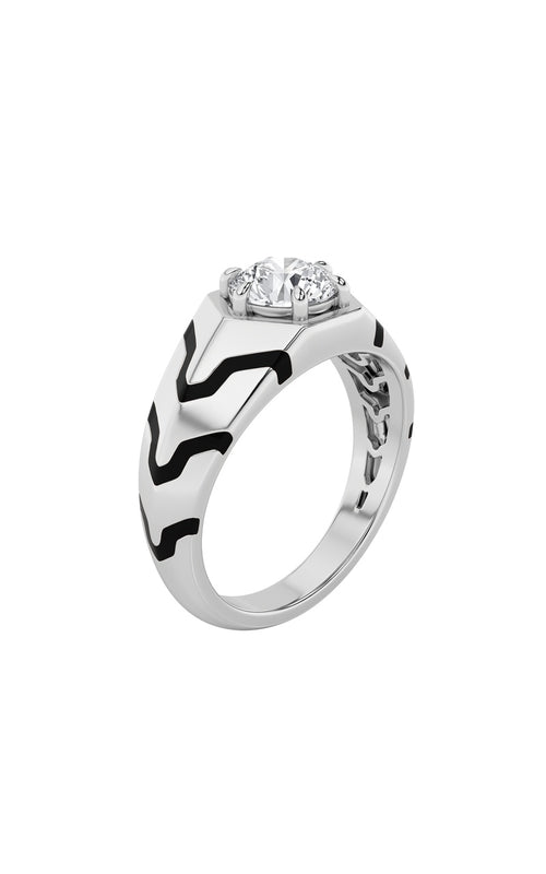 1.5CTW Round Shaped Lab Grown Diamond (F/VS) Mens Ring in 14K White Gold