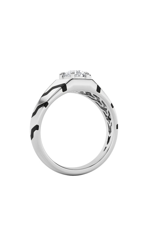 1.5CTW Round Shaped Lab Grown Diamond (F/VS) Mens Ring in 14K White Gold