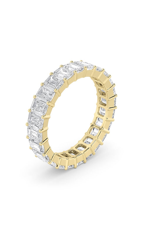 3CTW Emerald Shaped Lab Grown Diamond Split Prong Eternity Ring in 14K Gold (F/VS)