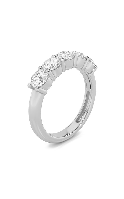 3CTW Round Shaped Lab Grown Diamond (F/VS) Five Stone Band Ring in 14K White Gold