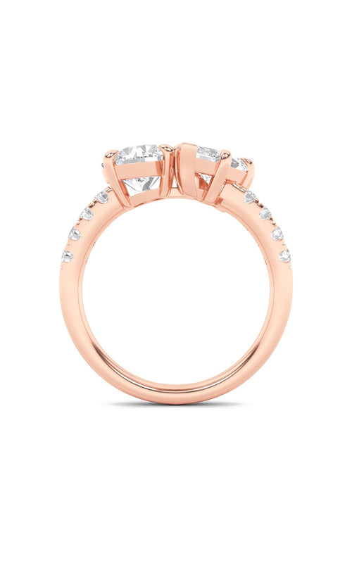 3CTW Round Shaped Lab Grown Diamond (F/VS) Toi et Moi Engagement Ring in 14K Gold