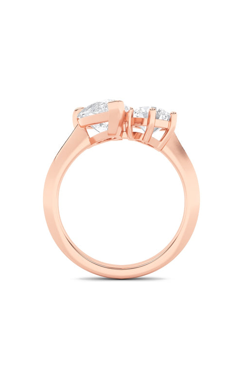 3CTW Pear Shaped Lab Grown Diamond (F/VS) Toi et Moi Engagement Ring in 14K Gold