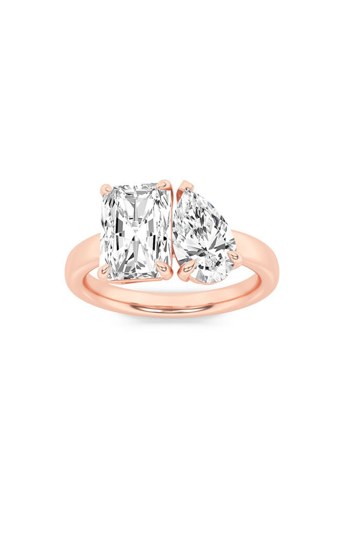 3CTW Radiant Shaped Lab Grown Diamond (F/VS) Toi et Moi Fashiion Ring in 14K Gold