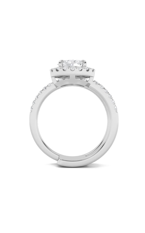 1CTW Oval Shaped Lab Grown Diamond (F/VS) Halo Accented Fashion Ring in 14K Gold