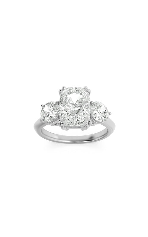 3CTW Elongated Cushion Shaped Lab Grown Diamond (G/VS) Bold Three Stone Ring in 14K Gold