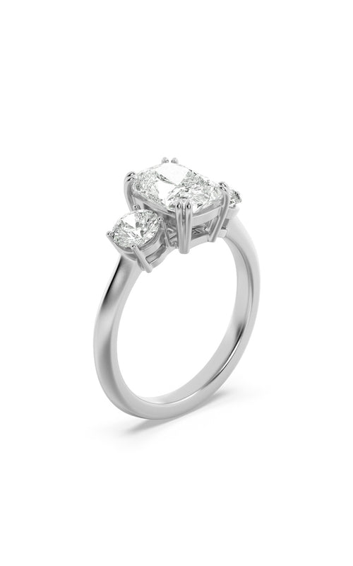 3CTW Elongated Cushion Shaped Lab Grown Diamond (G/VS) Bold Three Stone Ring in 14K Gold