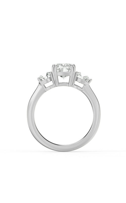 3CTW Elongated Cushion Shaped Lab Grown Diamond (G/VS) Bold Three Stone Ring in 14K Gold