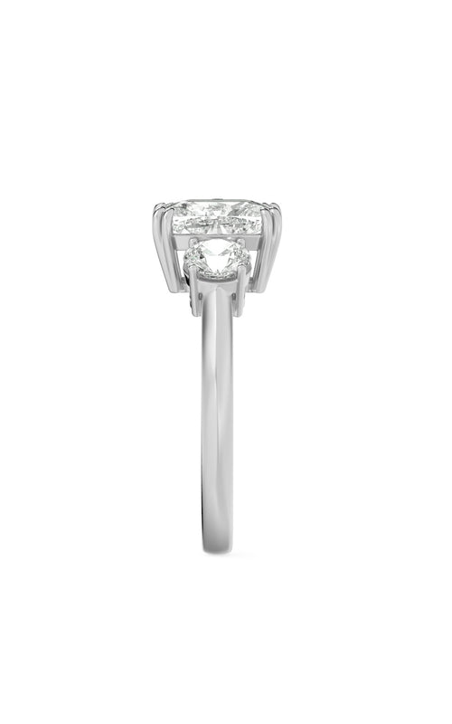 3CTW Elongated Cushion Shaped Lab Grown Diamond (G/VS) Bold Three Stone Ring in 14K Gold