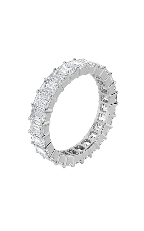 5CTW Emerald Shaped Lab Grown Diamond (F/VS) Ring in 14K White Gold