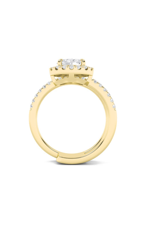 1CTW Oval Shaped Lab Grown Diamond (F/VS) Halo Accented Fashion Ring in 14K Gold