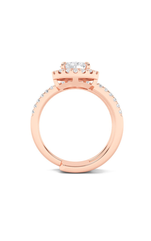 1CTW Oval Shaped Lab Grown Diamond (F/VS) Halo Accented Fashion Ring in 14K Gold