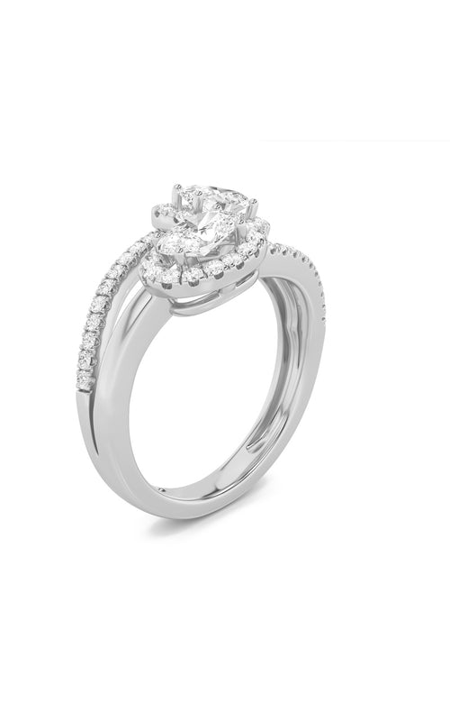 1CTW Oval Shaped Lab Grown Diamond (F/VS) Accented Toi et Moi Fashiion Ring in 14K Gold