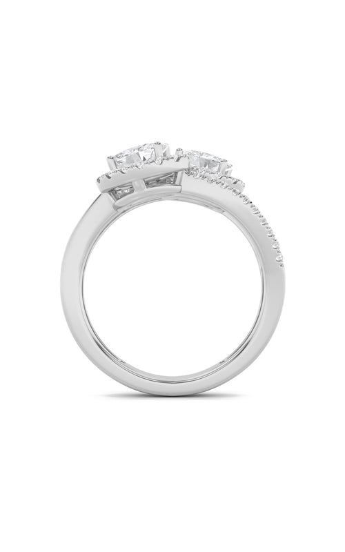 1CTW Oval Shaped Lab Grown Diamond (F/VS) Accented Toi et Moi Fashiion Ring in 14K Gold