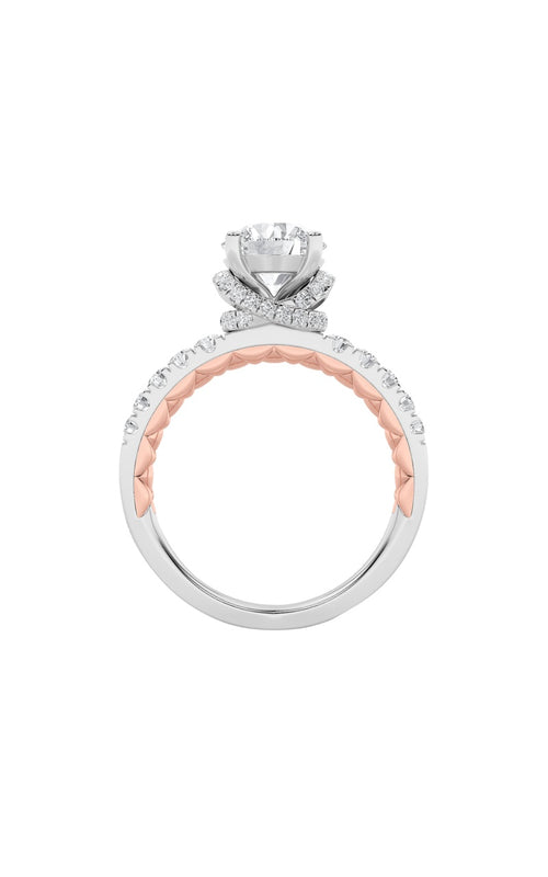 2CTW Round Shaped Lab Grown Diamond (F/VS) Two Tone Accented Fancy Engagement Ring in 14K Gold