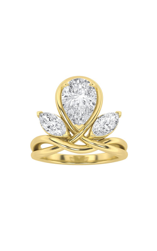 3CTW Pear Shaped Lab Grown Diamond (F/VS) Knot Ring in 14K Gold