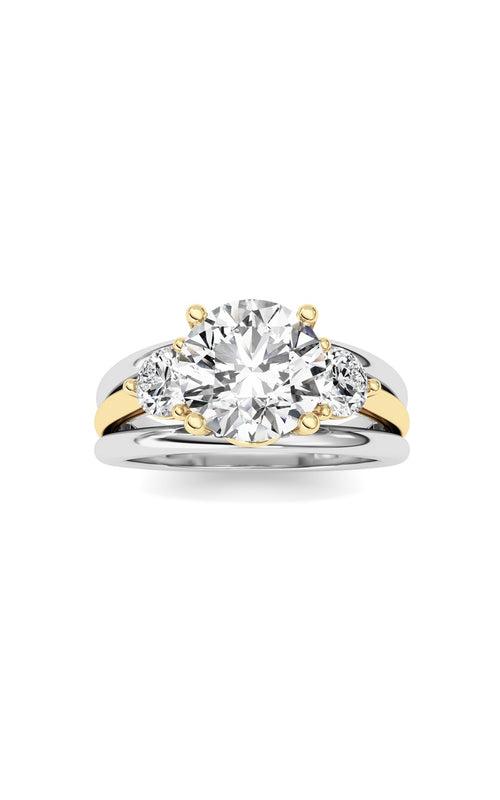 3CTW Oval Shaped Lab Grown Diamond (F/VS) Two Tone Solitaire Engagement Ring in 14K Gold