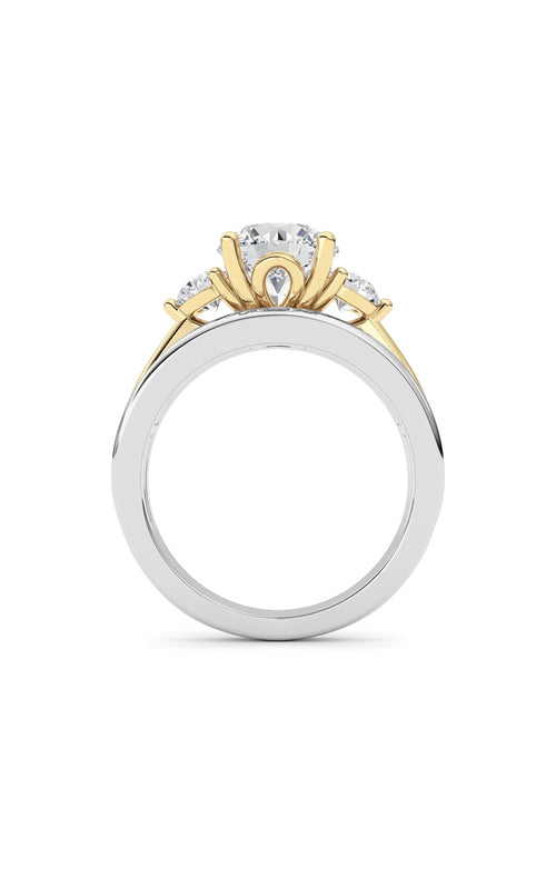 3CTW Oval Shaped Lab Grown Diamond (F/VS) Two Tone Solitaire Engagement Ring in 14K Gold