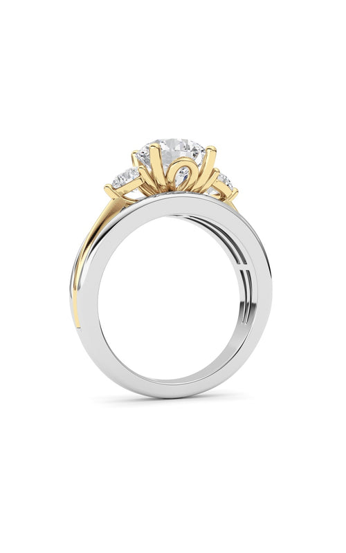3CTW Oval Shaped Lab Grown Diamond (F/VS) Two Tone Solitaire Engagement Ring in 14K Gold