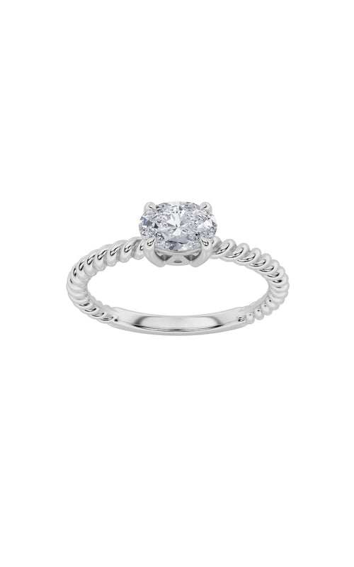 0.5CTW Oval Shaped Lab Grown Diamond (F/VS) Petite Solitaire Engagement RING in 14K Gold