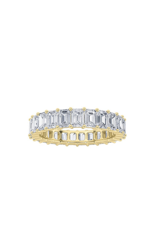2.8CTW Emerald Shaped Lab Grown Diamond Split Prong Eternity Ring in 14K Gold (F/VS)