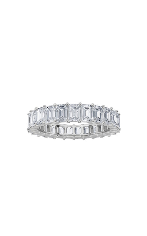 5.4CTW Emerald Shaped Lab Grown Diamond Split Prong Eternity Ring in 14K Gold (F/VS)