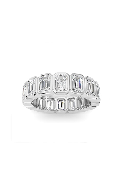 4CTW Emerald Shaped Lab Grown Diamond (F/VS) Eternity Band Ring in 14K Gold