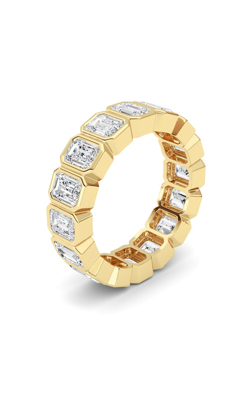 4CTW Emerald Shaped Lab Grown Diamond (F/VS) Eternity Band Ring in 14K Gold