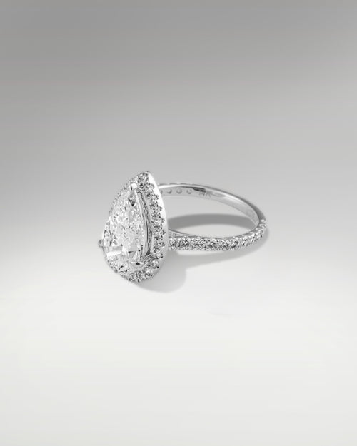 14k White Gold 3.02ct Pear Cut Engagement Ring