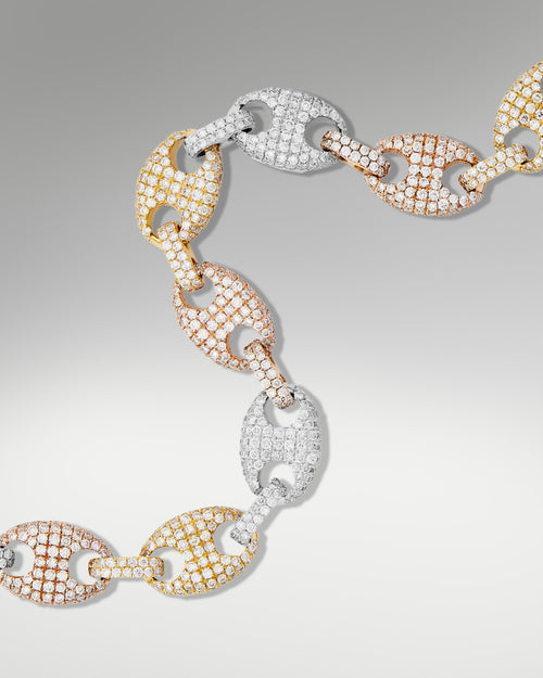 10k Tri-Tone Mariner Link Diamond Bracelet