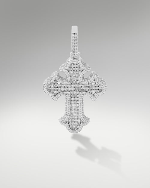 14k White Gold Cross Pendant