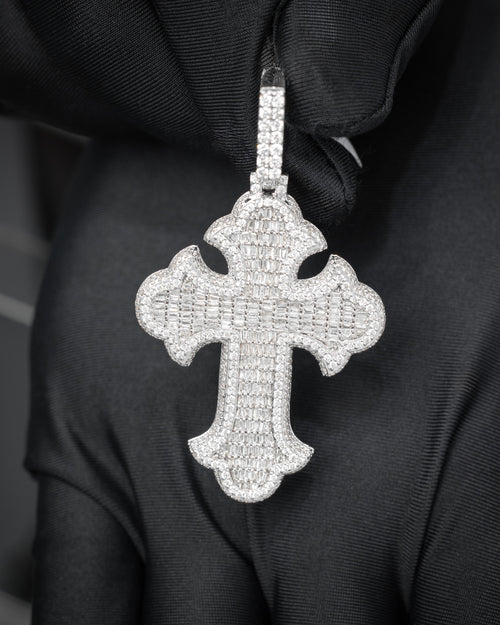 14k White Gold Cross Pendant