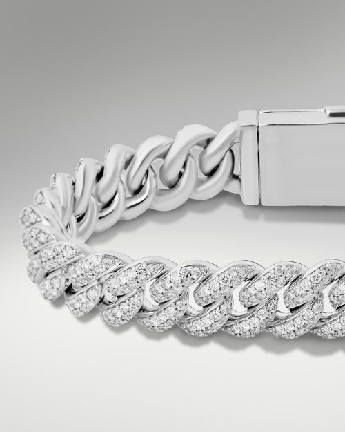 14k White Gold Cuban Link Diamond Bracelet