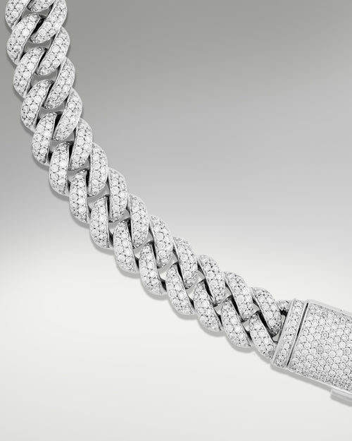 14k White Gold Cuban Link Diamond Bracelet