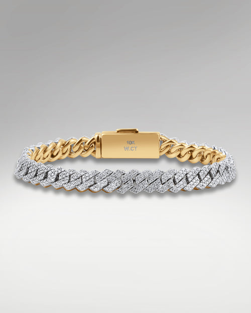 Two Tone Yellow and White Gold Cuban Link Diamond Bracelet | Lucid Diamond Co Dallas, Texas
