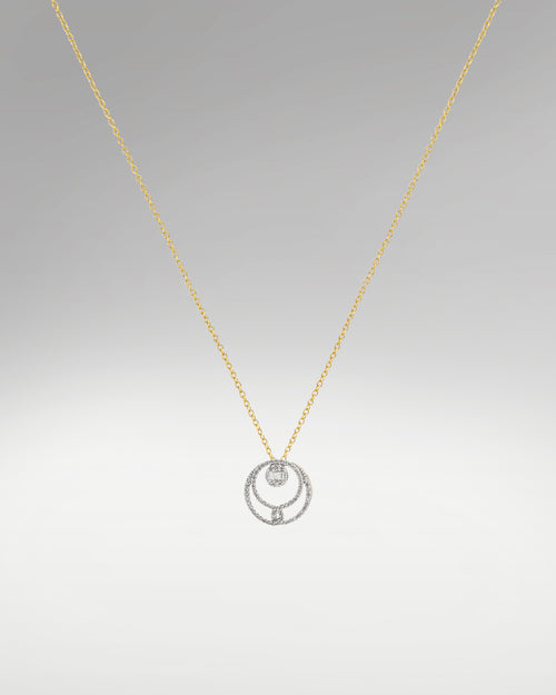 Women's Baguette and Round Diamond Circular Necklace at Lucid Diamond Co.