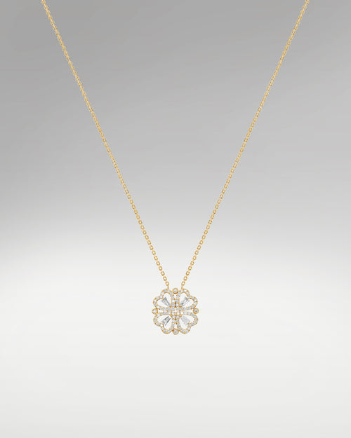 Women's Four Leaf Clover Heart Diamond Necklace | Lucid Diamond Co Dallas, TX