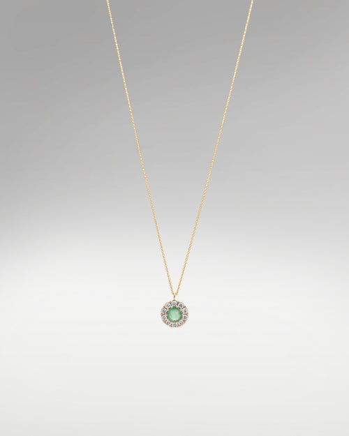 Women's Round Diamond and Emerald Floral Pendant Necklace at Lucid Diamond Co. Dallas